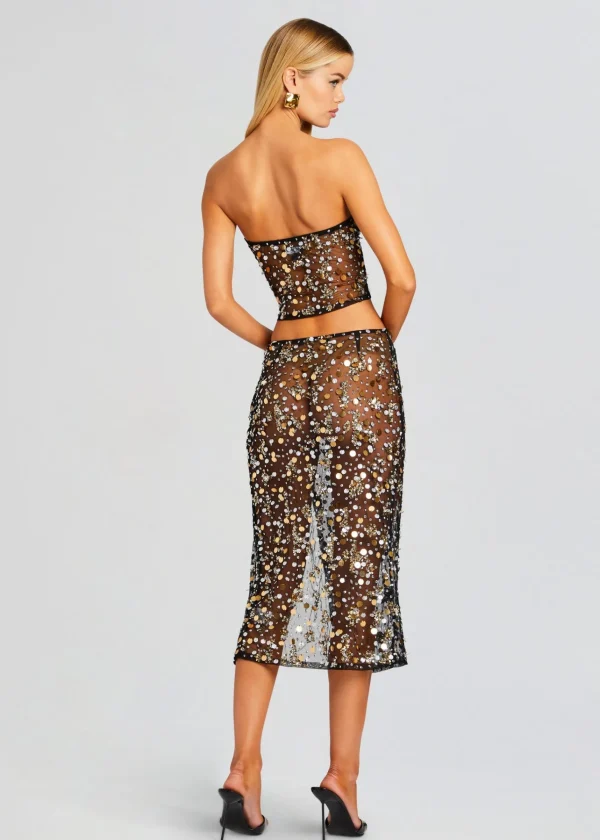 Guest Of*Retrofete Venus Embellished Top Black/Gold