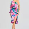 Trending*Retrofete Vesa One Shoulder Midi Dress Multicolor