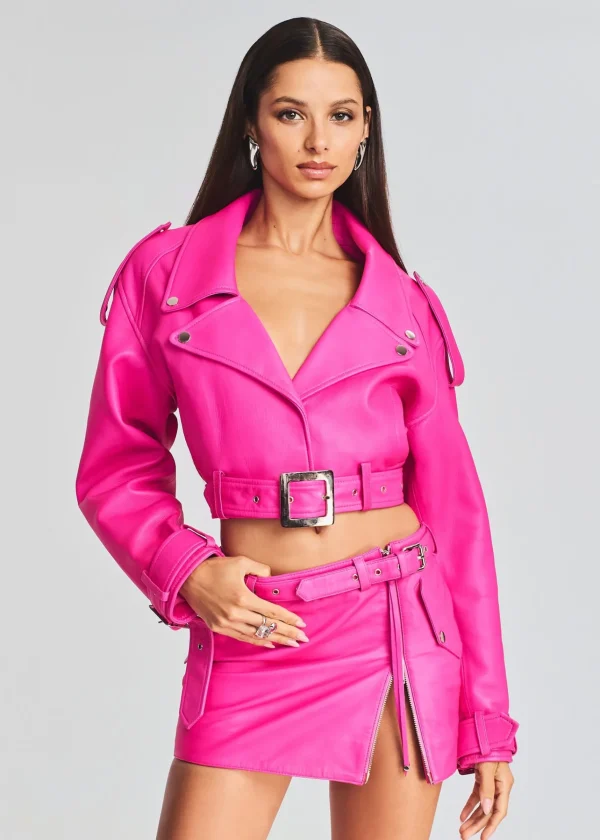 Outerwear*Retrofete Victoria Leather Jacket Knockout Pink