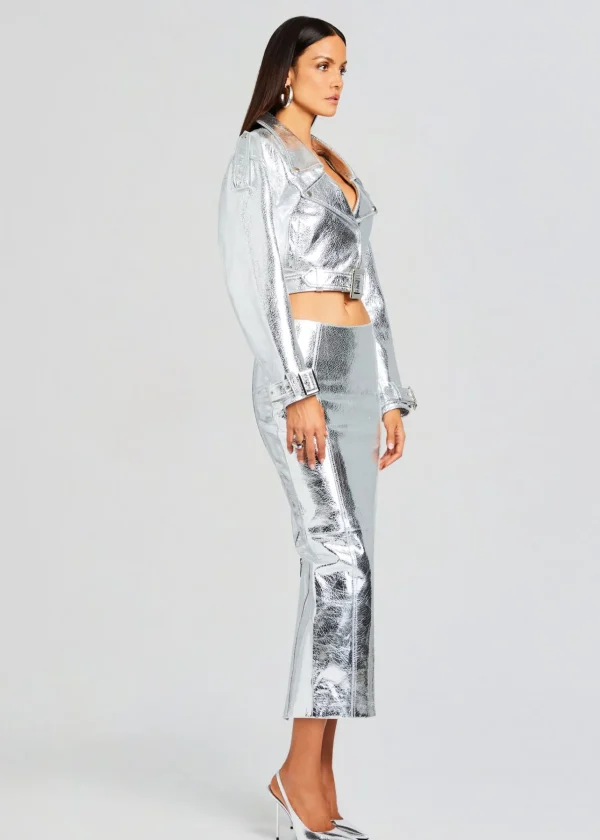 Jackets*Retrofete Victoria Leather Jacket Silver