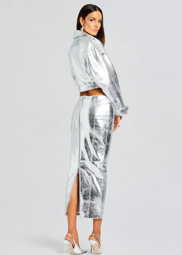 Subtle Shimmer*Retrofete Victoria Leather Jacket Silver