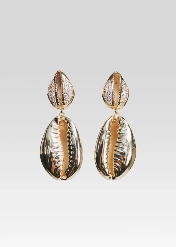 Honeymoon Looks*Retrofete Vida Shell Earrings Gold