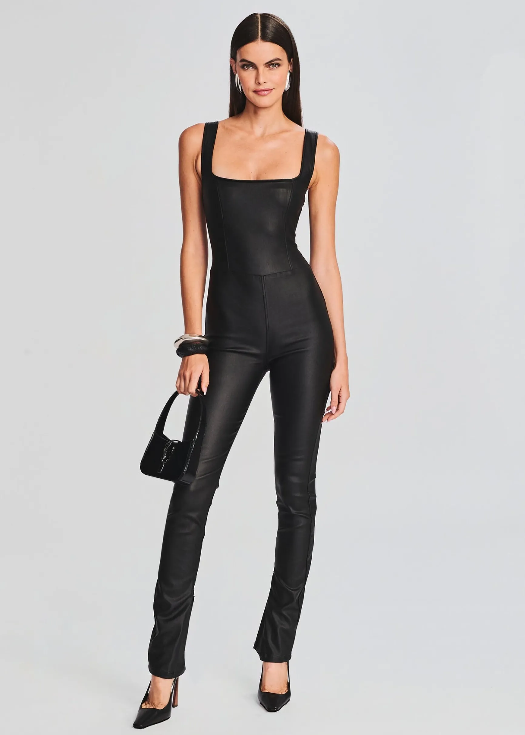 viper_coated_denim_catsui_0.webp Jumpsuits*Retrofete Viper Coated Denim Catsuit Coated Black