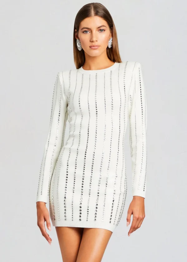 The Destination Bride*Retrofete Virginia Embellished Knit Dress White