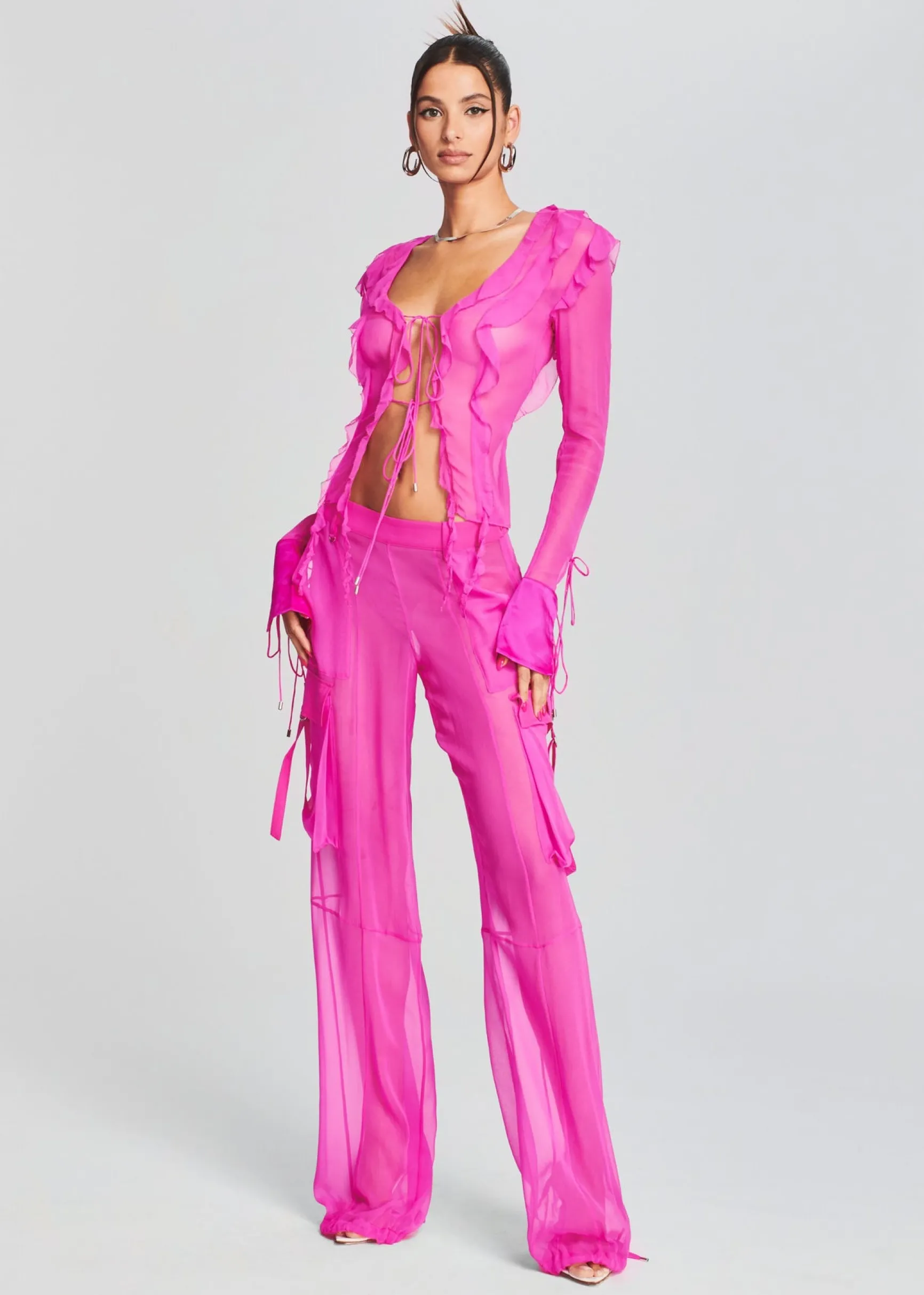 viviane_silk_chiffon_pant_1.webp Sheer Bliss*Retrofete Viviane Silk Chiffon Pant Neon Pink