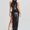 RETROFÊTE*Retrofete Vixen Sequin Feather Dress Black