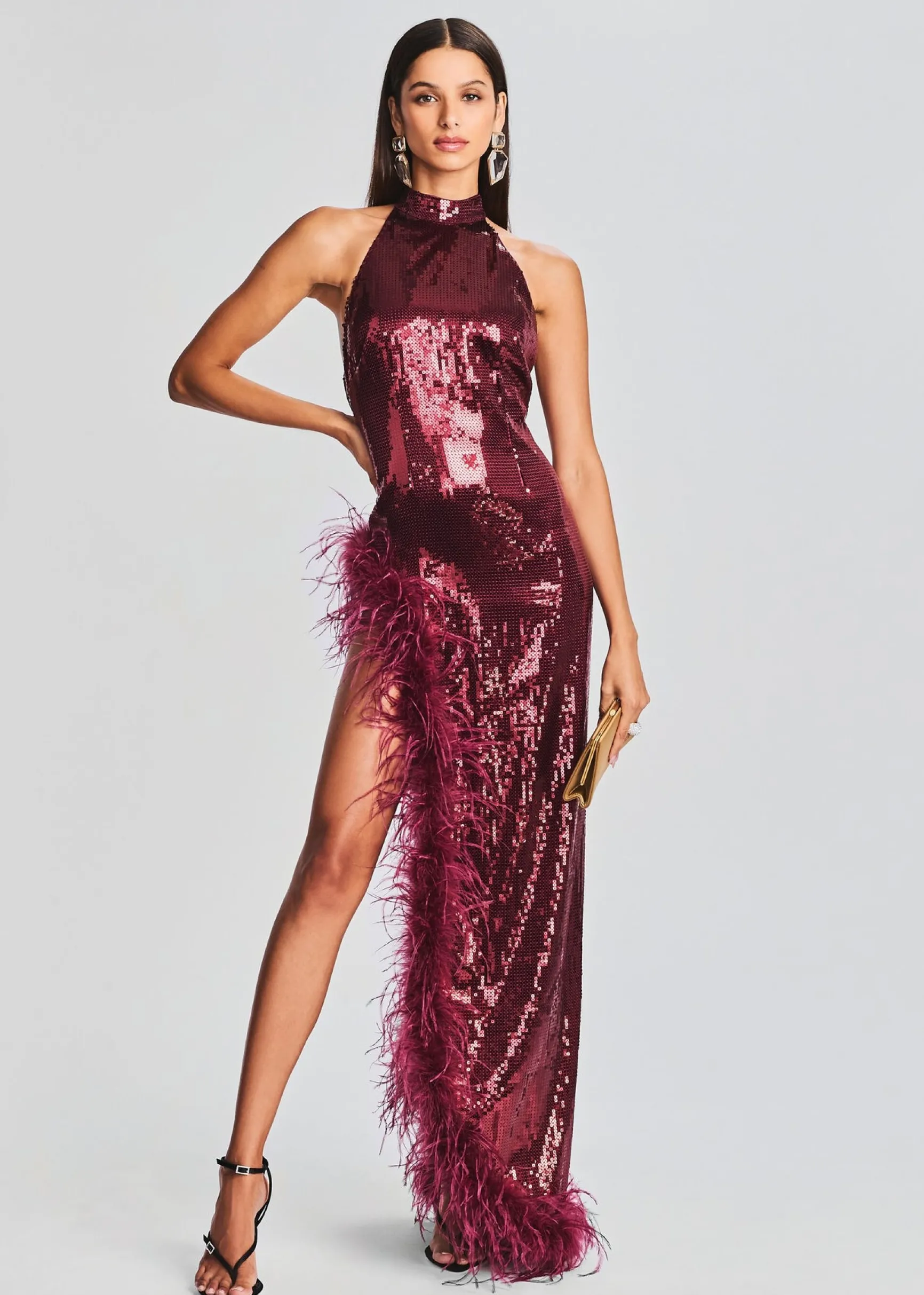 vixen_sequin_feather_dres_0-7.webp Dresses*Retrofete Vixen Sequin Feather Dress Cabernet