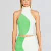 Resort '24*Retrofete Wilma Fuzzy Crop Top Pistachio/Cream