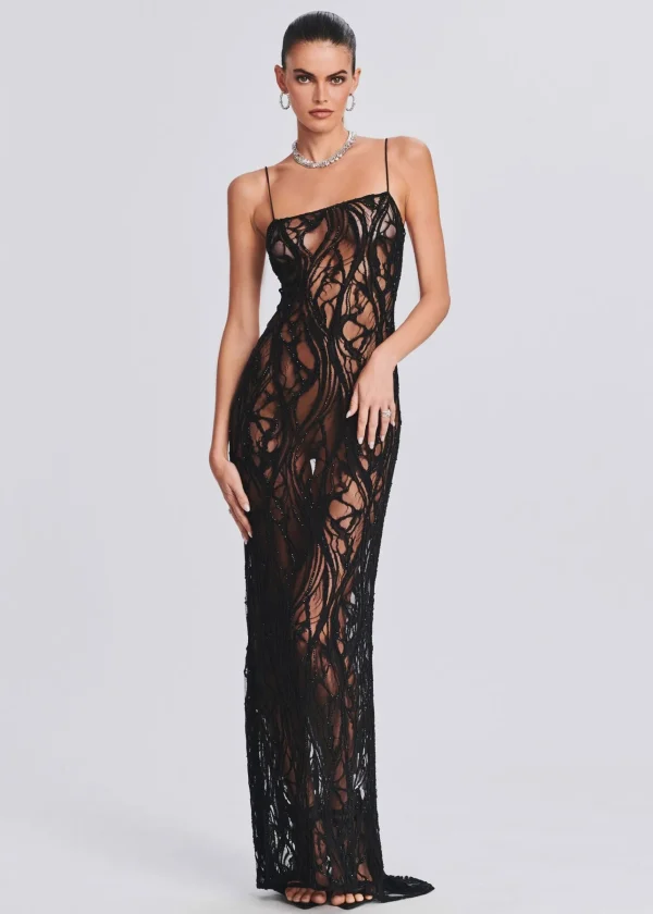 RETROFÊTE*Retrofete Winnie Embellished Lace Dress Black