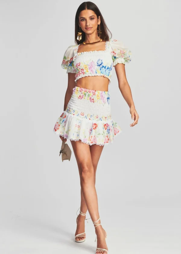 Honeymoon Looks*Retrofete Yane Short Skirt Garden White Print