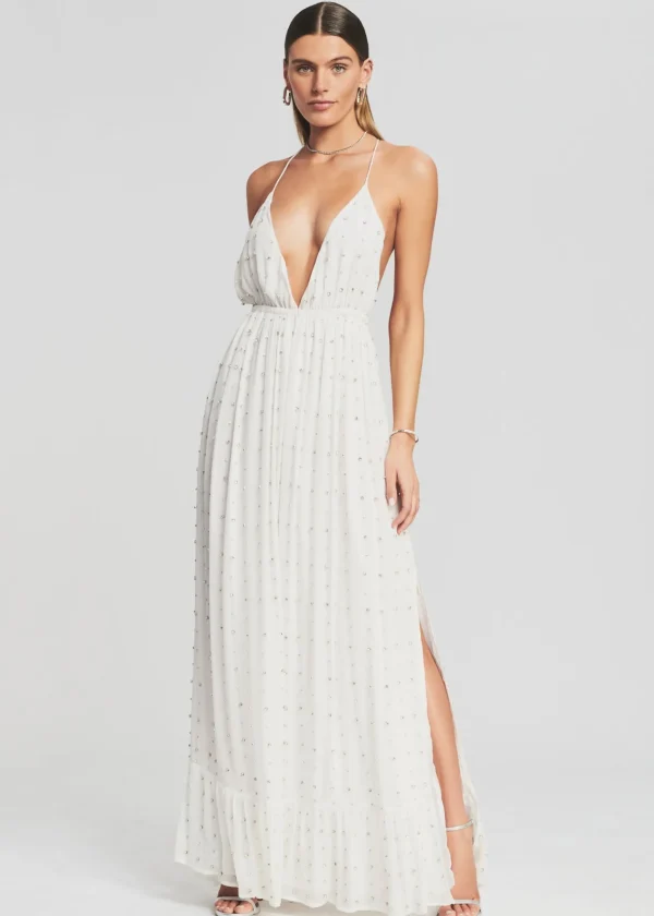 Dresses*Retrofete Zadie Embellished Silk Chiffon Dress White
