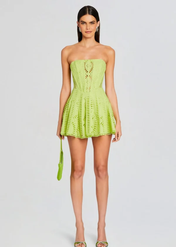 Trending*Retrofete Zannick Short Dress Lime Punch