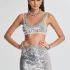 Sequin Styles*Retrofete Zed Sequin Crochet Top White/Silver