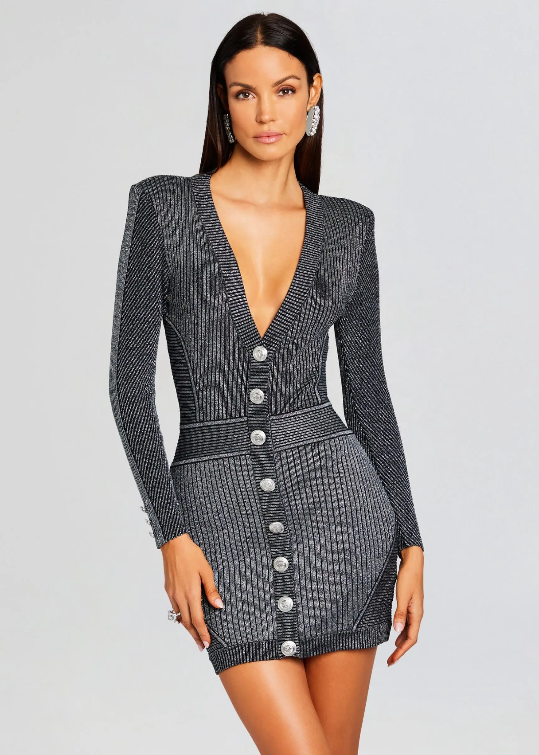 zem_rib_knit_dress_1-1.webp Dresses*Retrofete Zem Rib Knit Dress Metallic Black/Silver