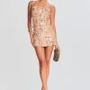 RETROFÊTE*Retrofete Zhuri Embellished Dress Gold Seashell