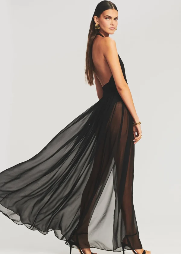Sheer Bliss*Retrofete Zion Silk Chiffon Dress Black
