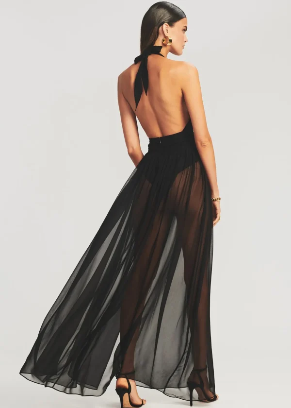 RETROFÊTE*Retrofete Zion Silk Chiffon Dress Black