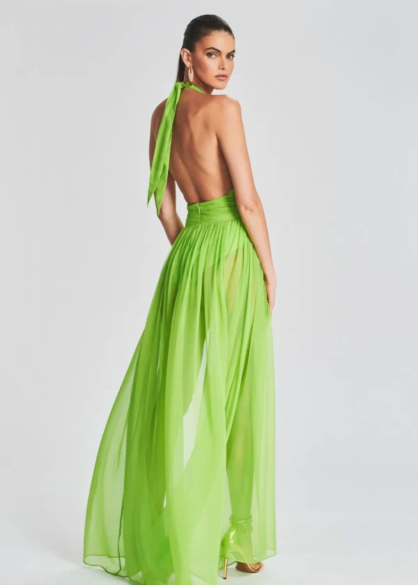RETROFÊTE*Retrofete Zion Silk Chiffon Dress Lime Punch