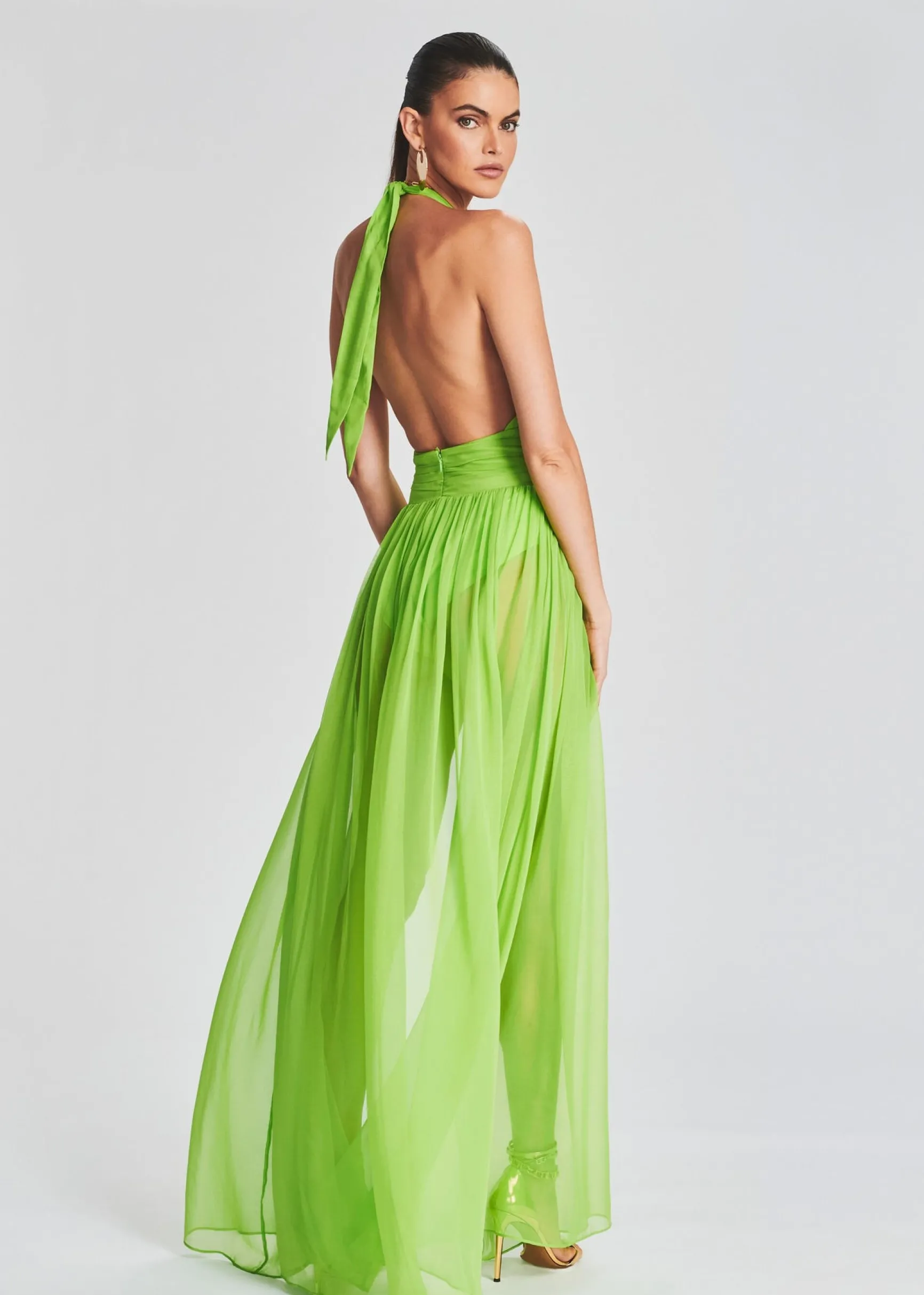 zion_silk_chiffon_dress_3-3.webp RETROFÊTE*Retrofete Zion Silk Chiffon Dress Lime Punch