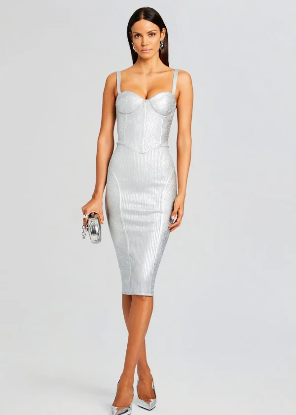 Dresses*Retrofete Zora Coated Knit Dress Coated Silver