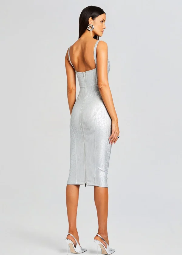 RETROFÊTE*Retrofete Zora Coated Knit Dress Coated Silver
